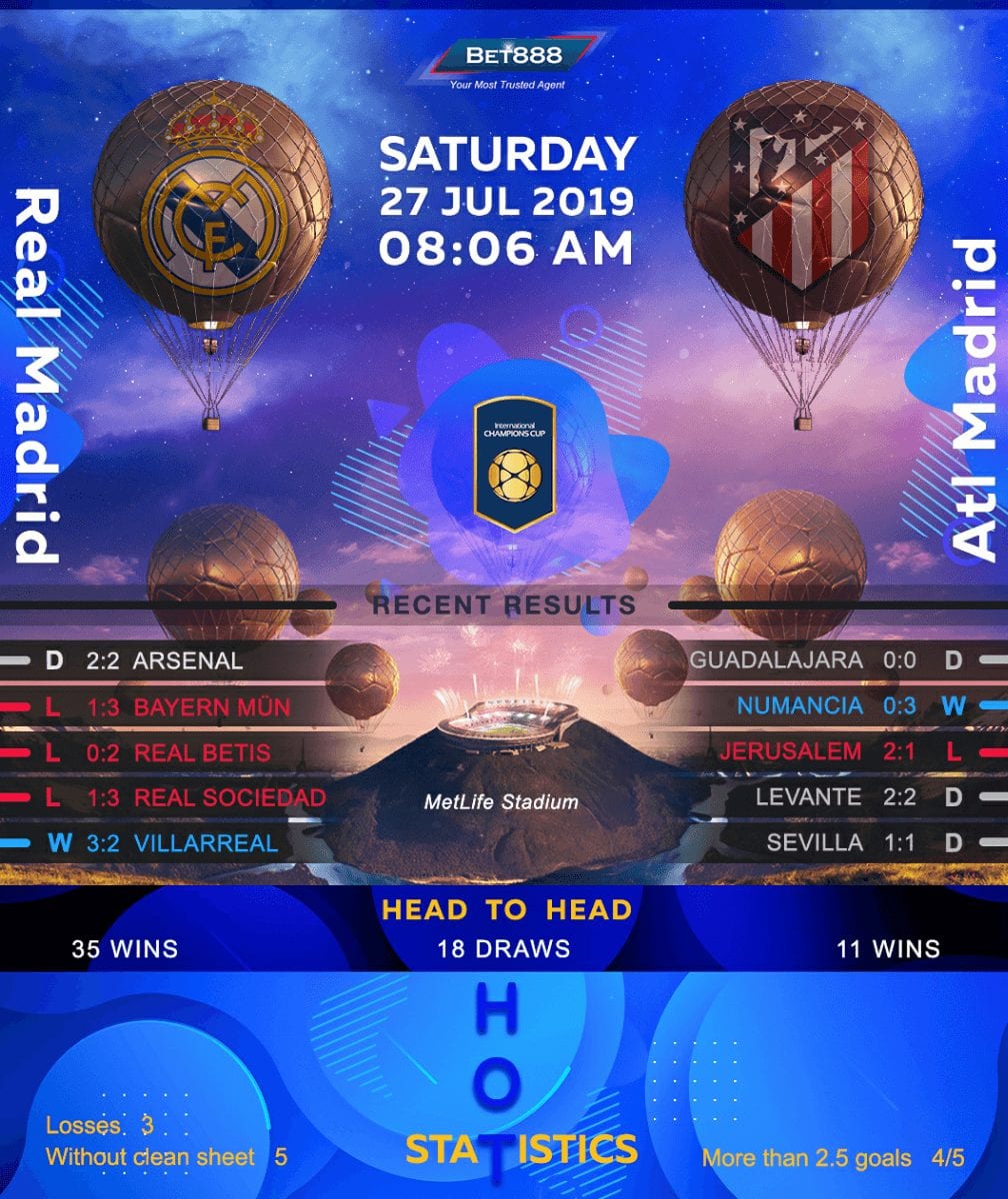 Real Madrid vs Atletico Madrid 27/07/19